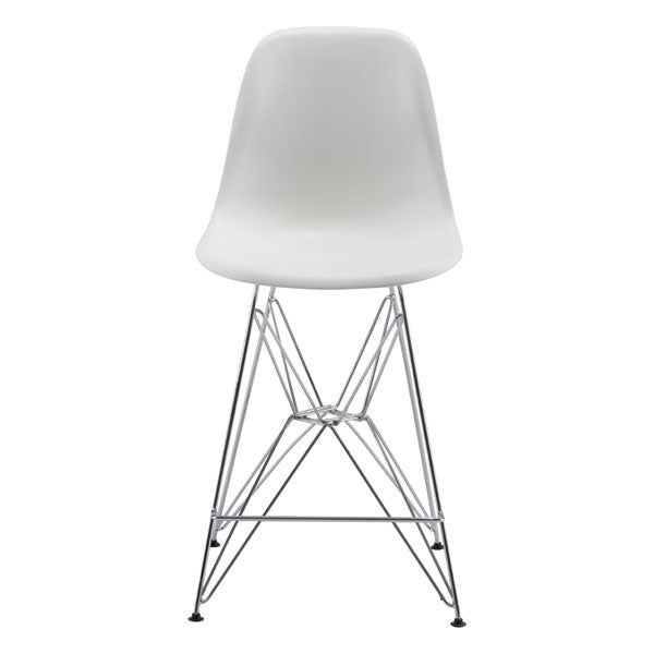 19" X 20.3" X 39" White Polypropylene Counter Chair