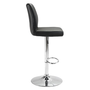 17.7" X 20.5" X 46.9" Black Leatherette Chromed Steel Bar Chair