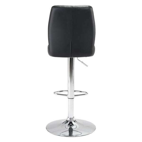 17.7" X 20.5" X 46.9" Black Leatherette Chromed Steel Bar Chair