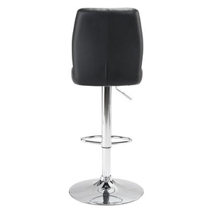 17.7" X 20.5" X 46.9" Black Leatherette Chromed Steel Bar Chair