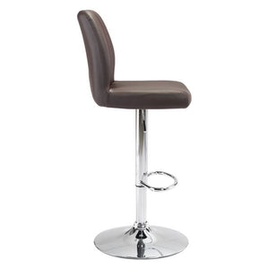 17.7" X 20.5" X 46.9" Espresso Leatherette Chromed Steel Bar Chair