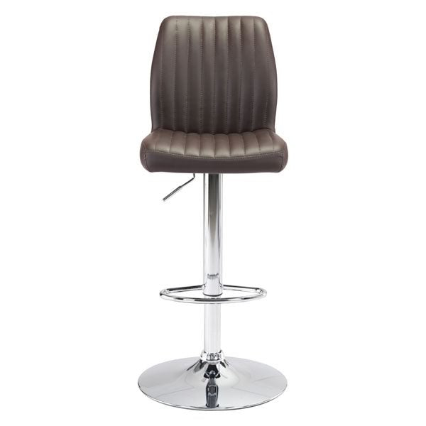 17.7" X 20.5" X 46.9" Espresso Leatherette Chromed Steel Bar Chair