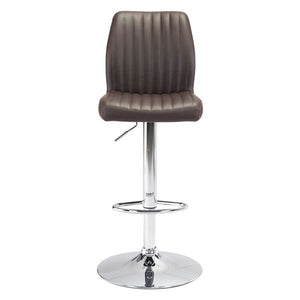 17.7" X 20.5" X 46.9" Espresso Leatherette Chromed Steel Bar Chair