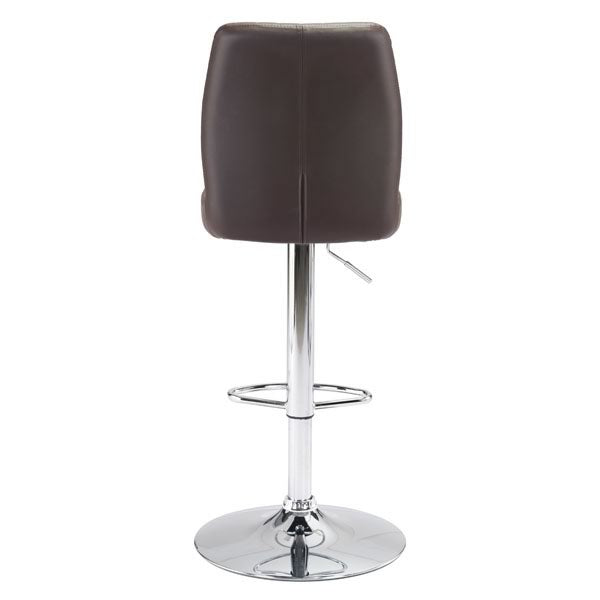 17.7" X 20.5" X 46.9" Espresso Leatherette Chromed Steel Bar Chair