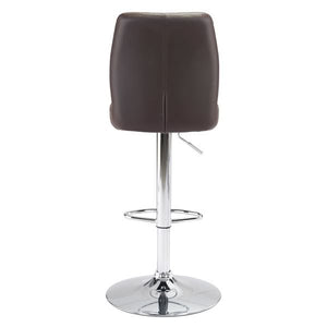 17.7" X 20.5" X 46.9" Espresso Leatherette Chromed Steel Bar Chair