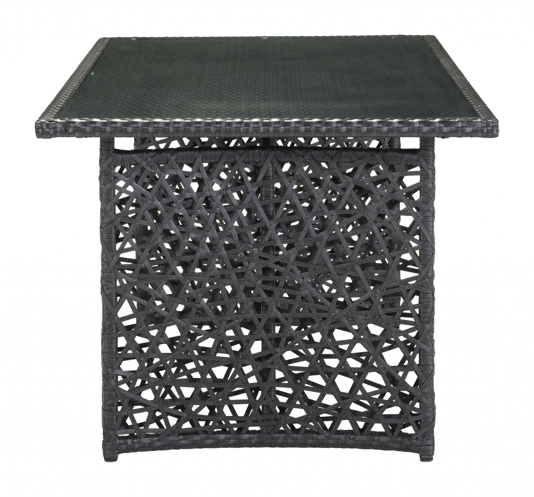 70.5" x 35.5" x 30" Brown, Tempered Glass, Aluminum Frame, Synthetic Weave, Cruz Table