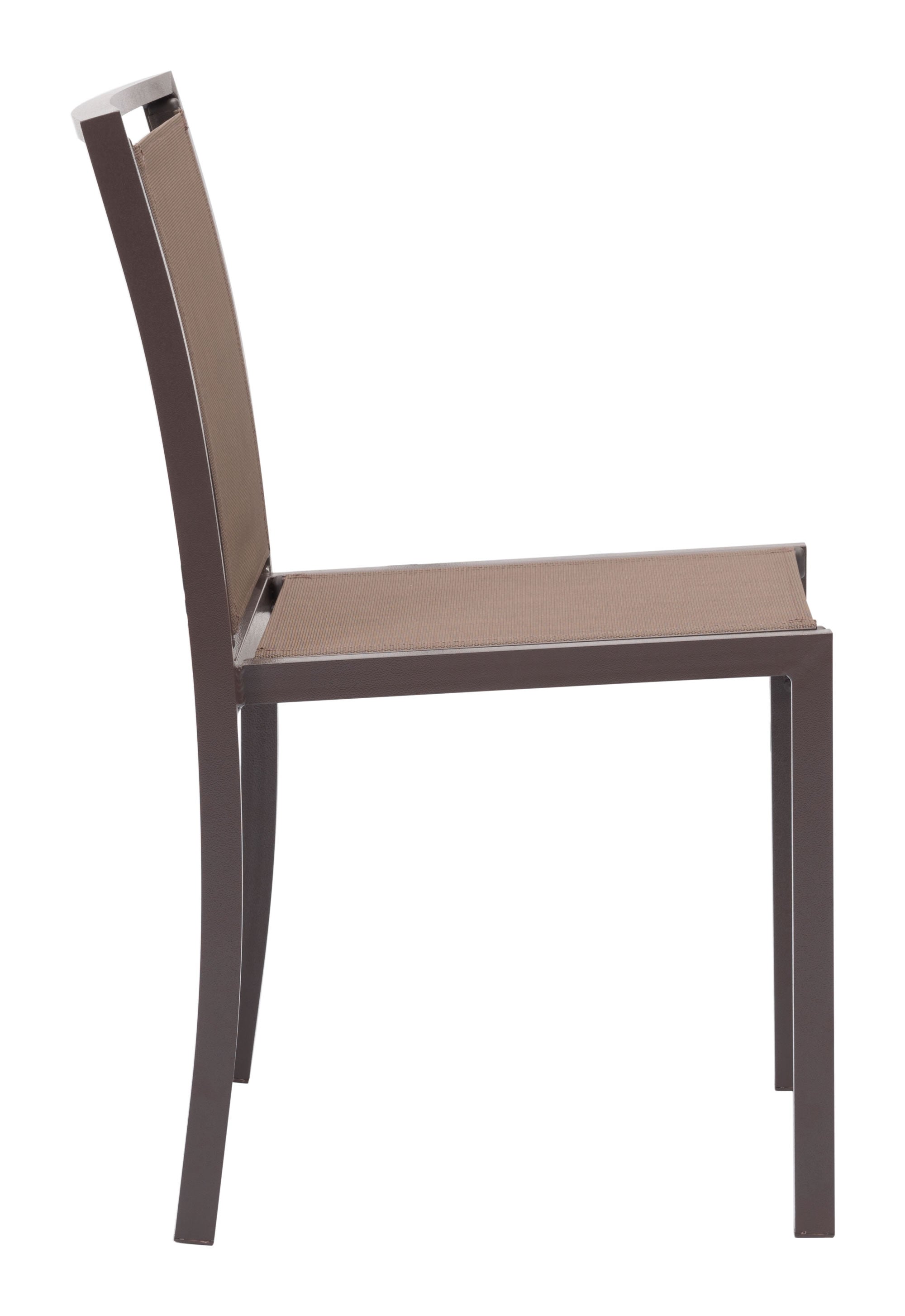 19" x 23.5" x 33.5" Brown, Mesh, Powder Coated Aluminum, Dining Chair - Set of 2
