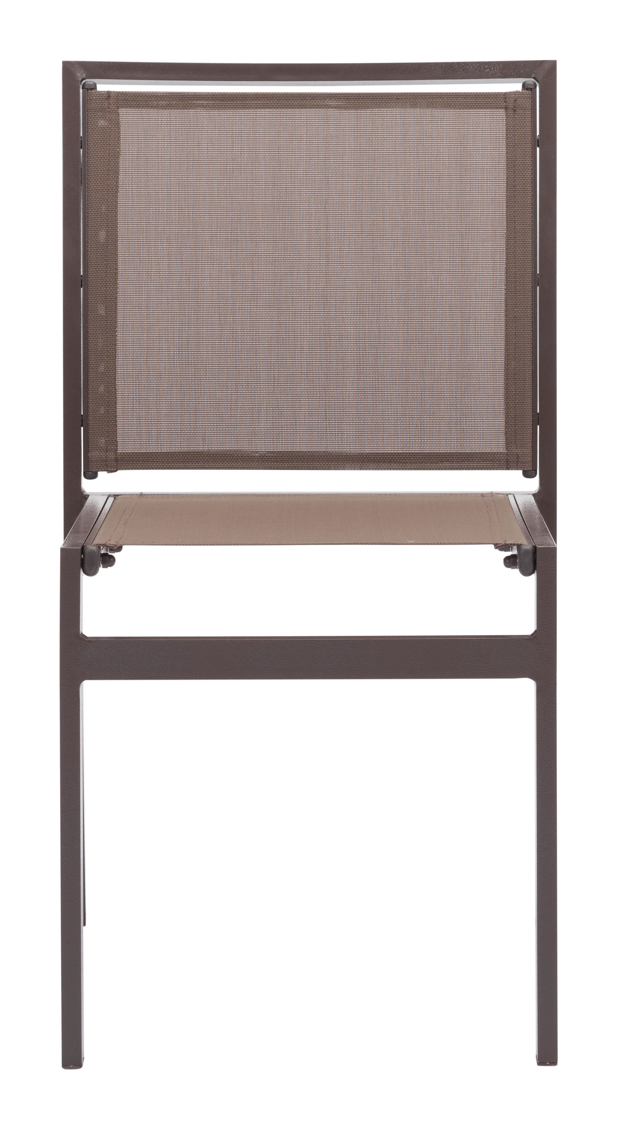 19" x 23.5" x 33.5" Brown, Mesh, Powder Coated Aluminum, Dining Chair - Set of 2