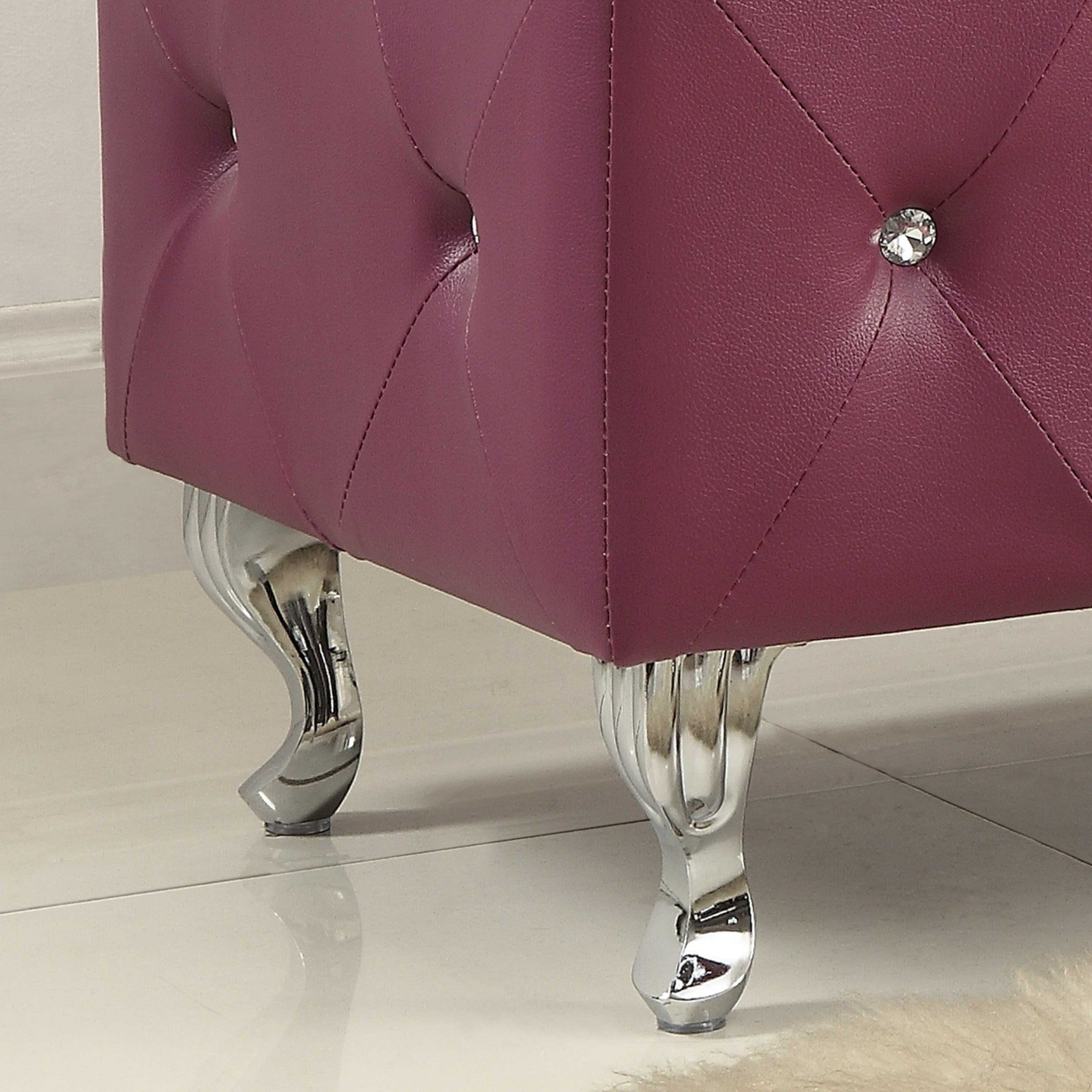 Purple Tufted Hard Wood Storage Bench