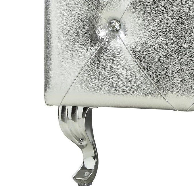 Silver Tufted Hard Wood Storage Bench