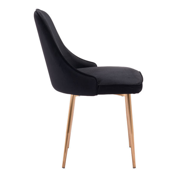 20" X 24" X 18" Black Velvet Dining Chair