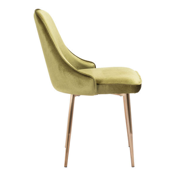 20" X 24" X 18" Green Velvet Dining Chair Set of 2