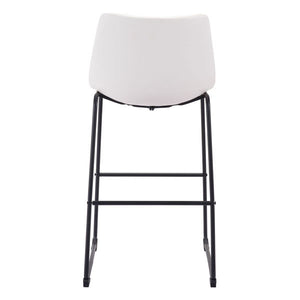 19" X 30" X 10" Distressed White Bar Chair