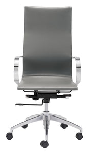 27.6" x 27.6" x 42.9" Gray, Leatherette, Chromed Steel, High Back Office Chair