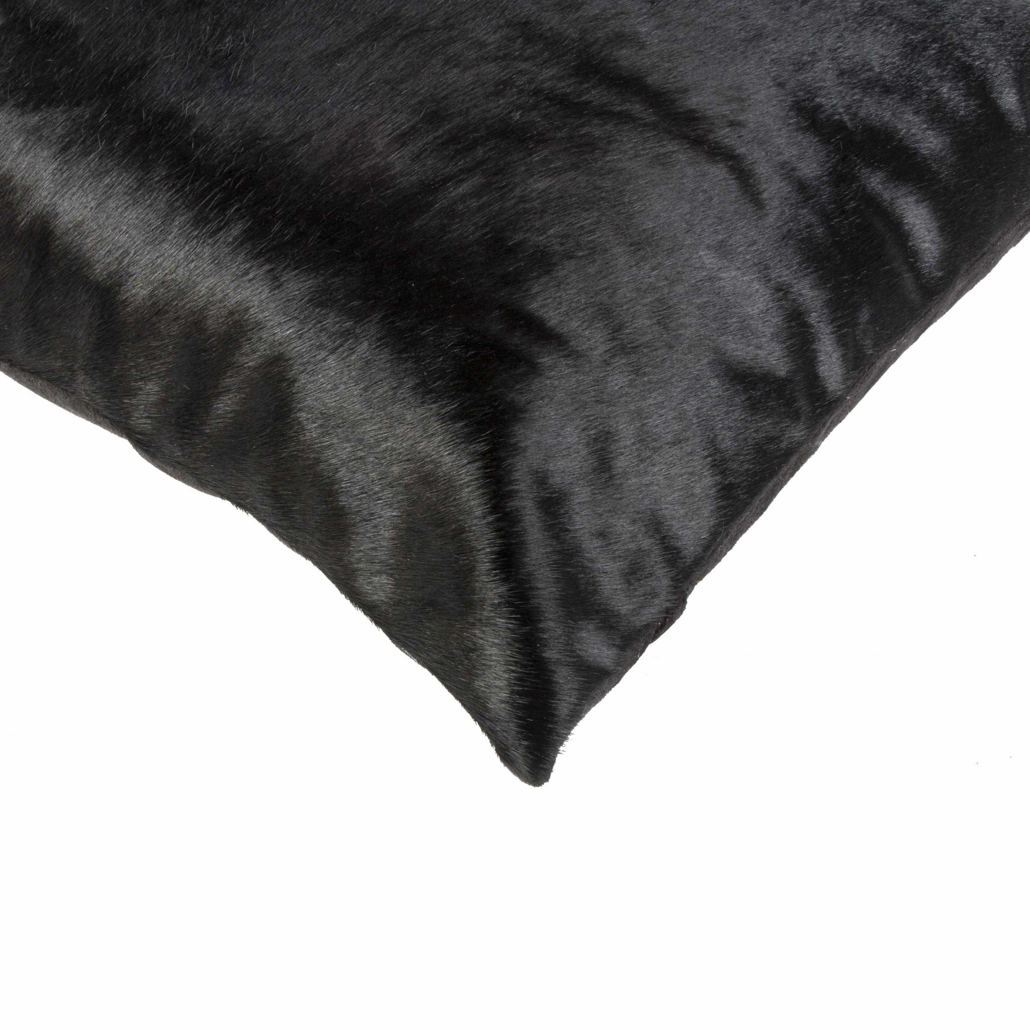 18" x 18" x 5" Black Cowhide - Pillow