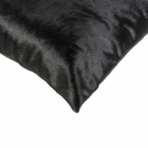 18" x 18" x 5" Black Cowhide - Pillow