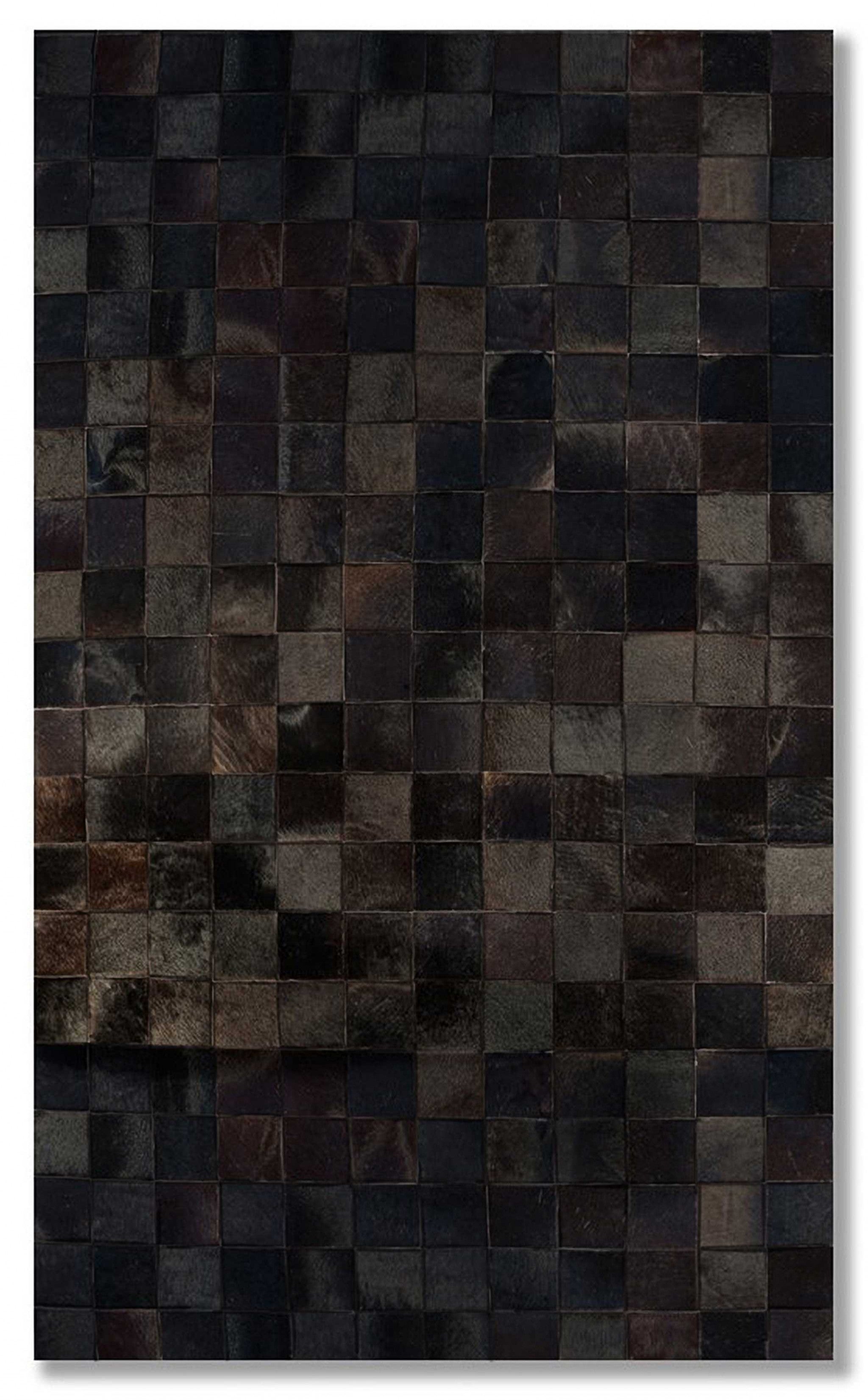 60" x 96" Chocolate, 4" Square Patches, Cowhide - Area Rug