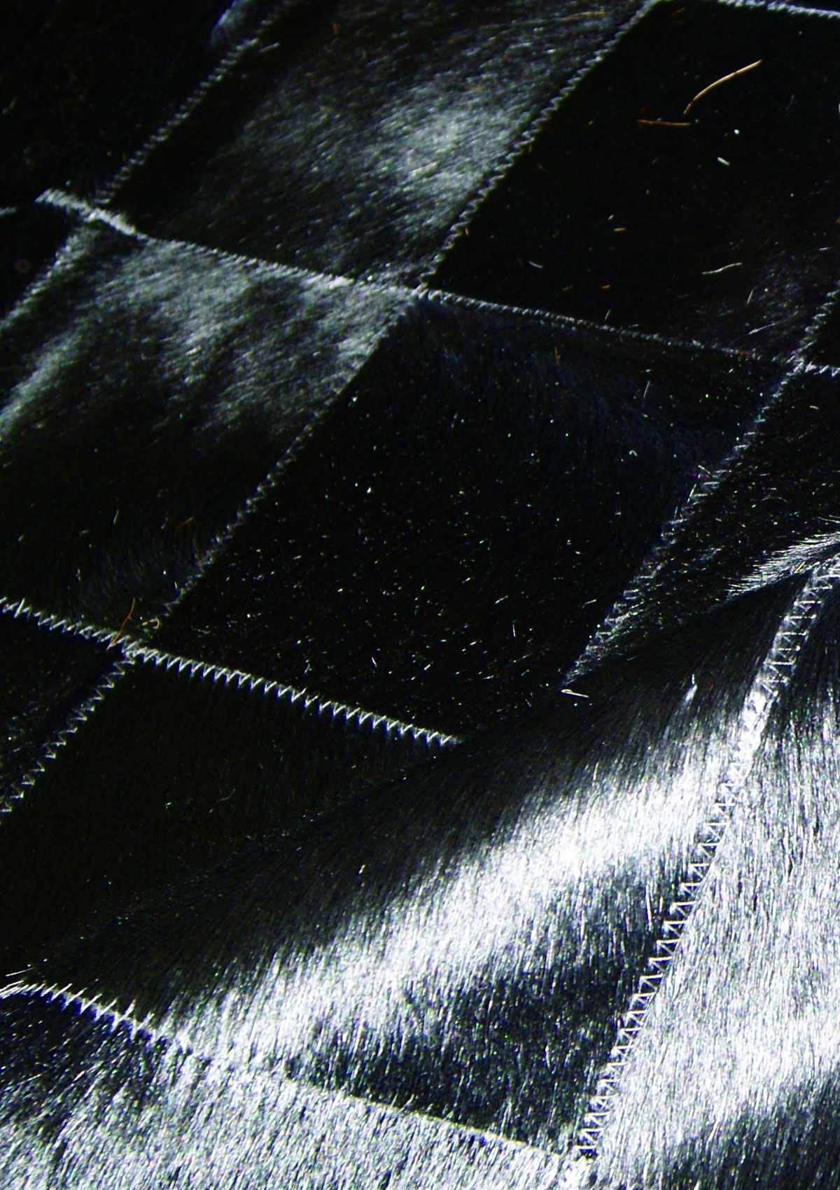 60" x 96" Black, 4" Square Patches, Cowhide - Area Rug