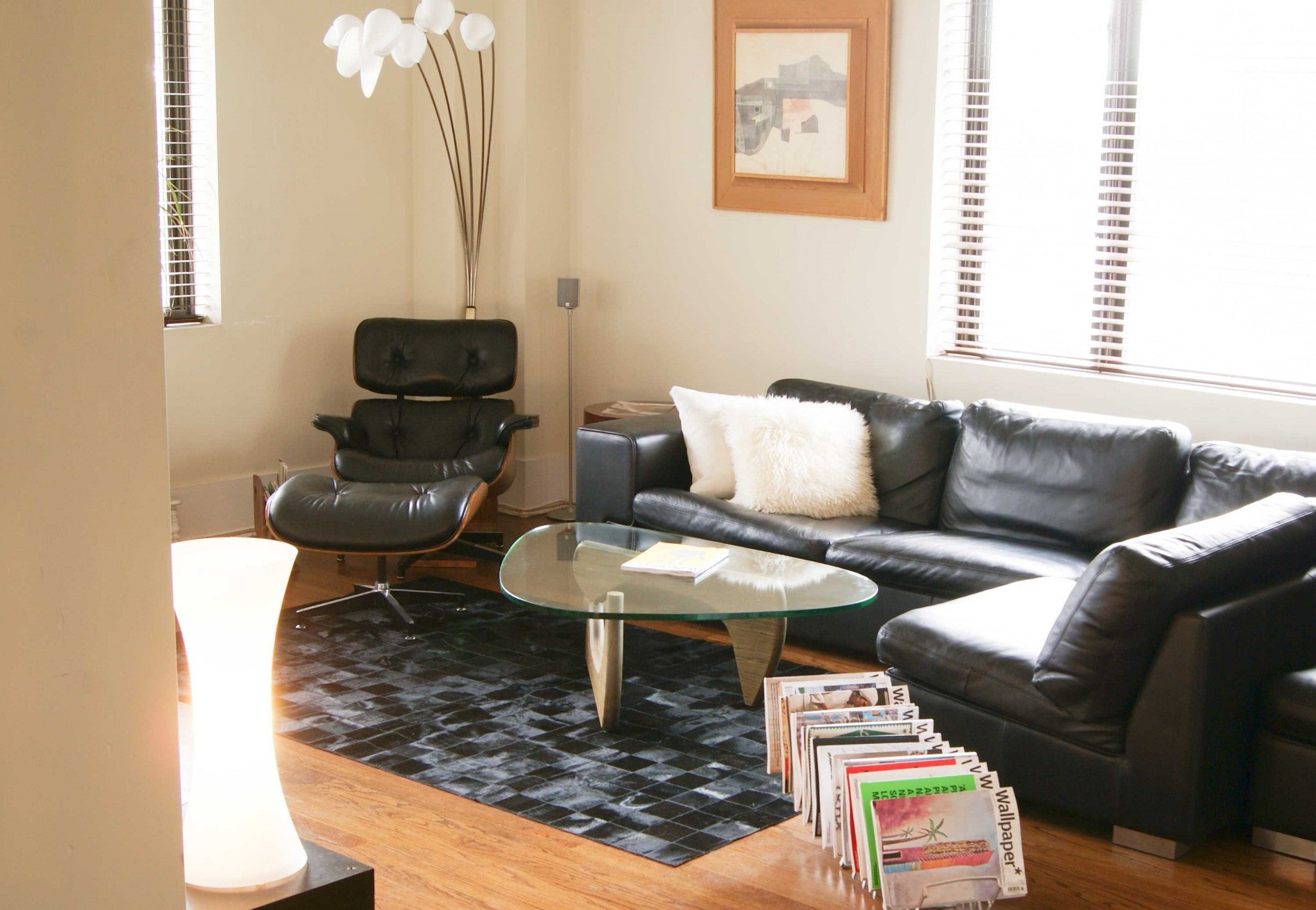 60" x 96" Black, 4" Square Patches, Cowhide - Area Rug