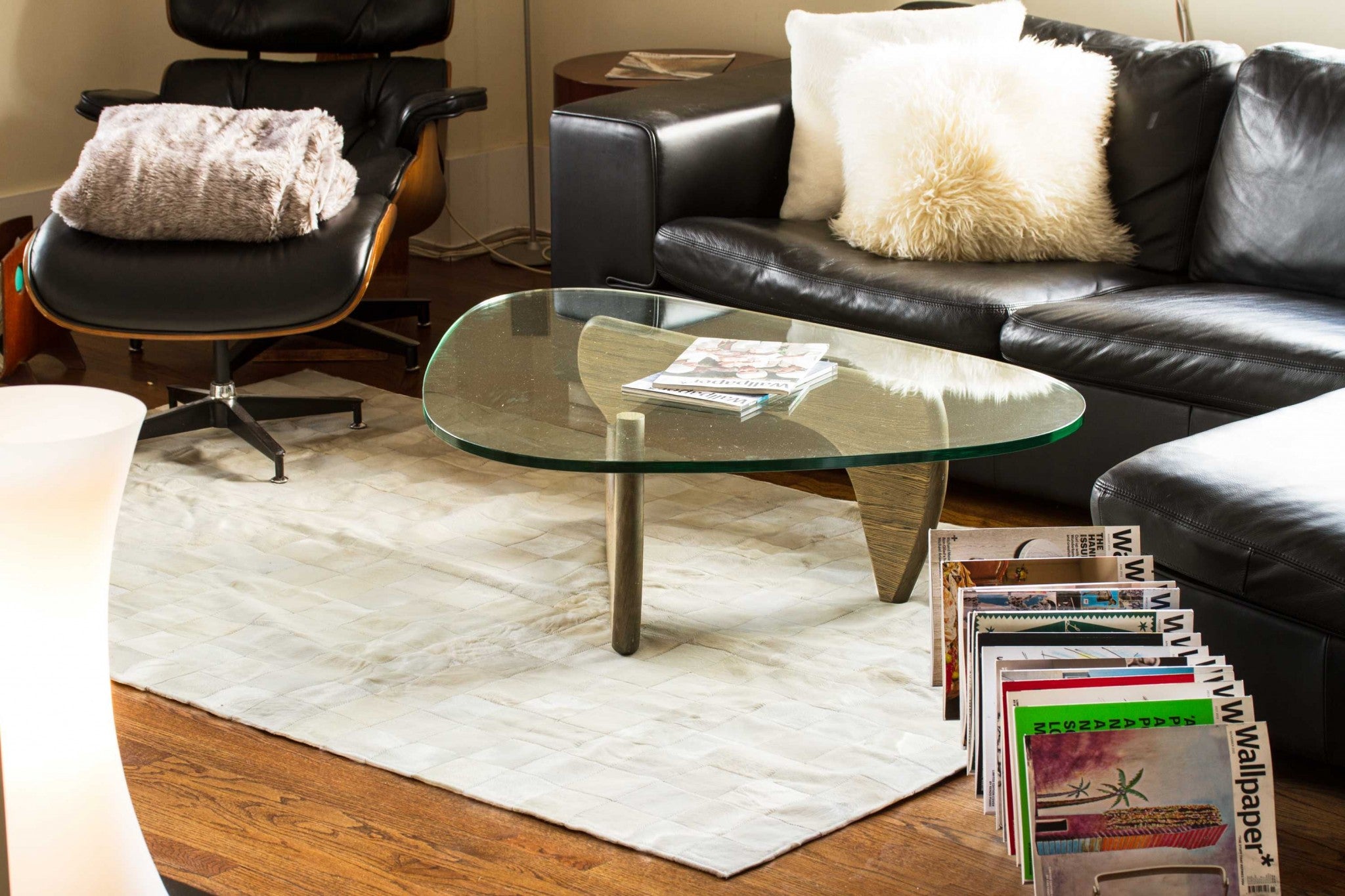 60" x 96" Natural, 4" Square Patches, Cowhide - Area Rug