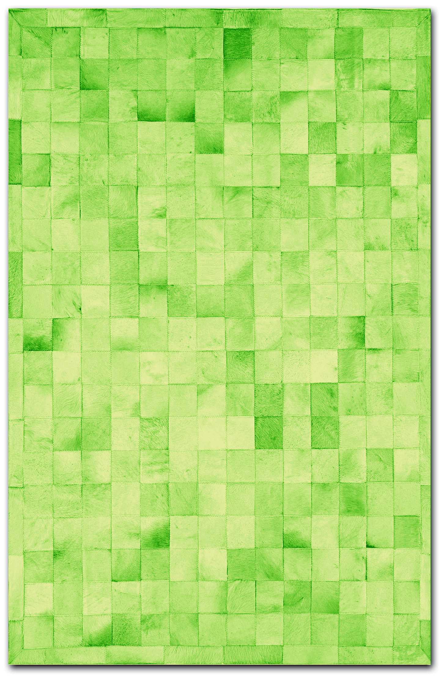 60" x 96" Lime, 4" Square Patches, Cowhide - Area Rug