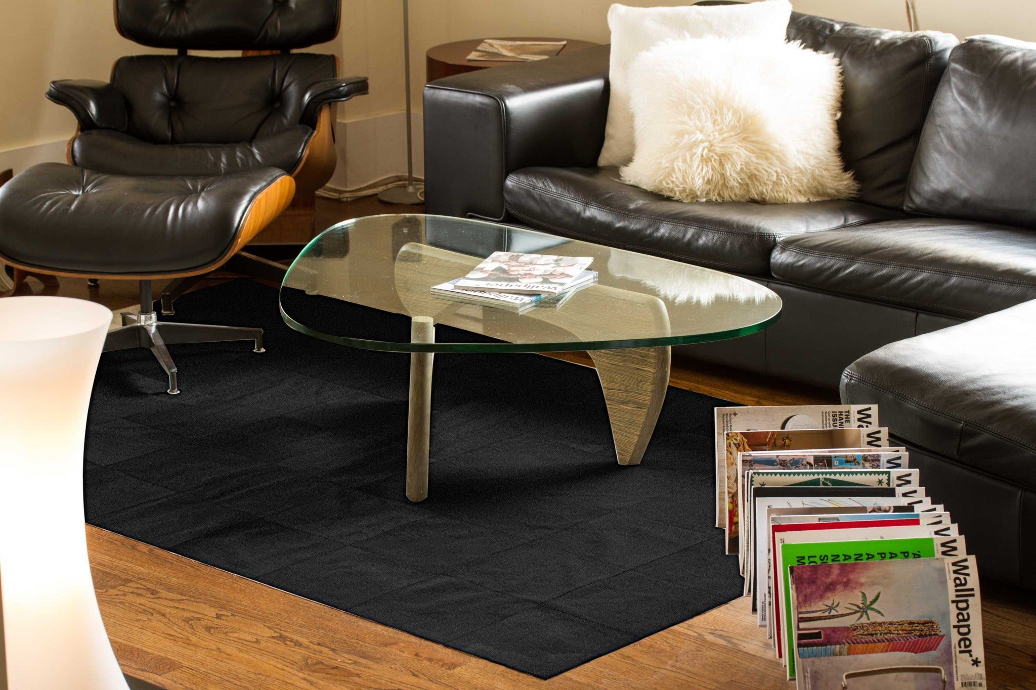 60" x 96" Black, 10" Square Patches, Cowhide - Area Rug
