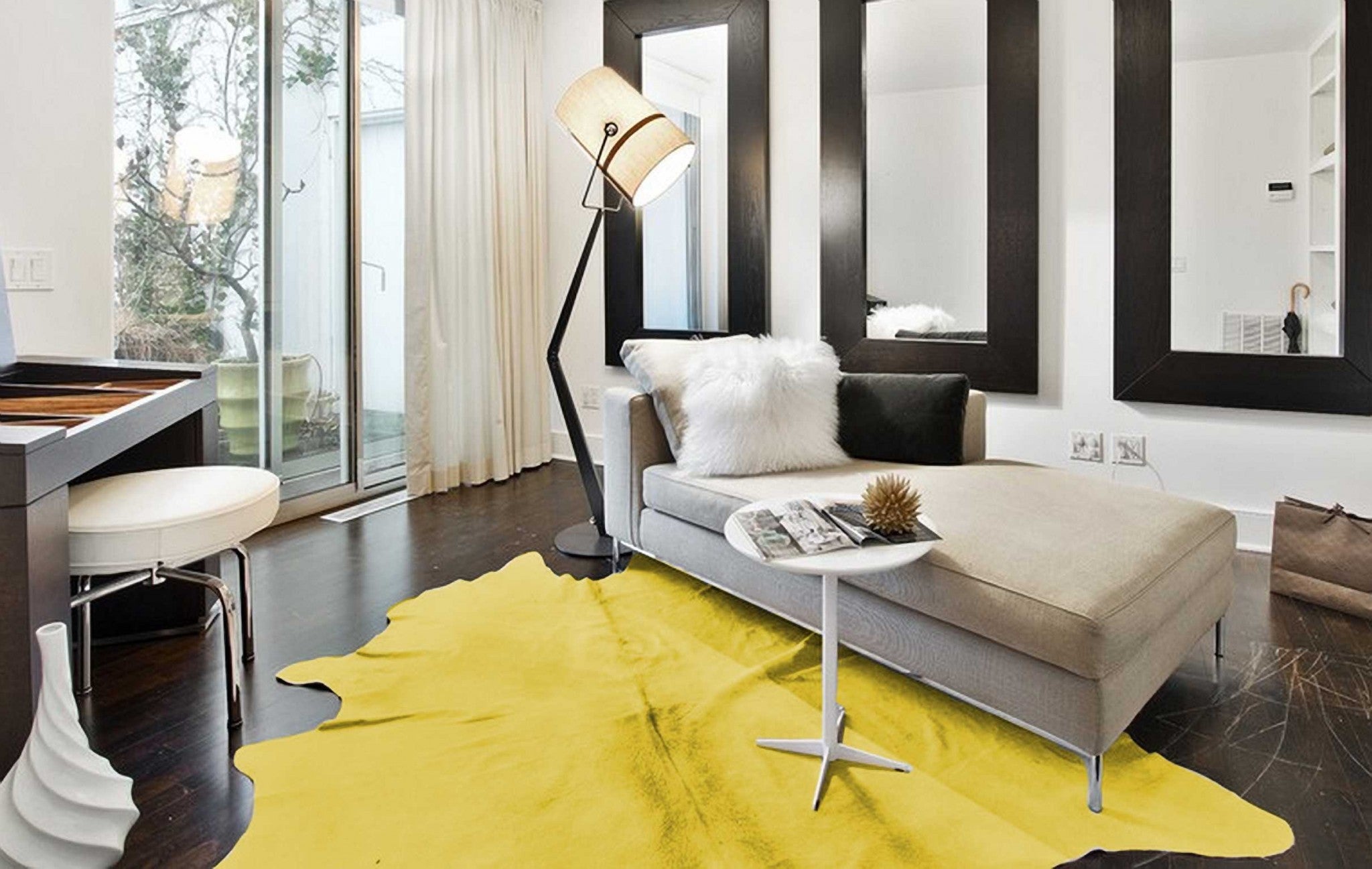 72" x 84" Yellow, Cowhide - Rug