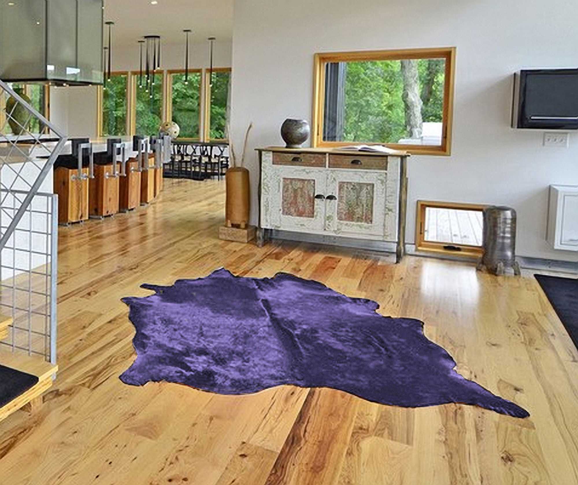 72" x 84" Purple, Cowhide - Rug
