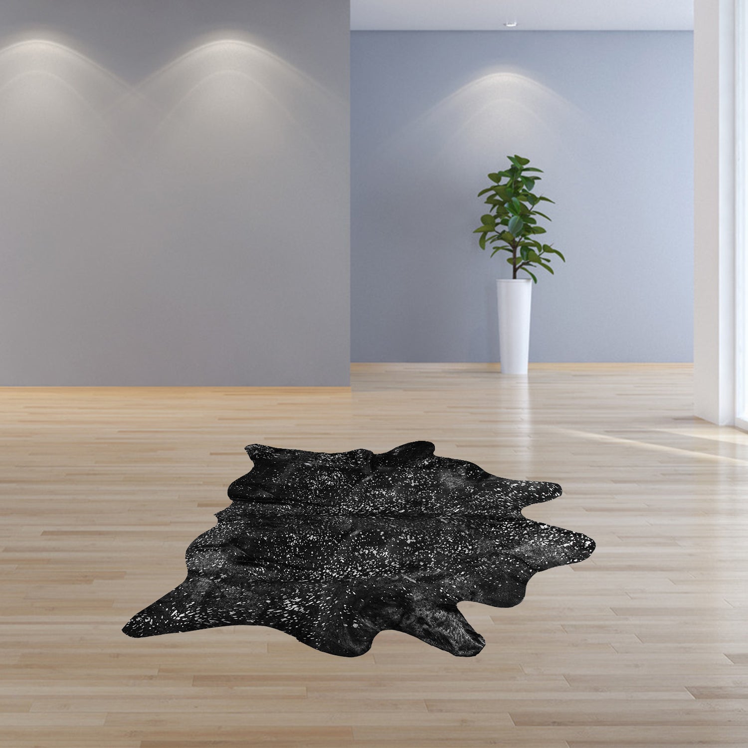 72" x 84" Black And Silver, Cowhide - Area Rug
