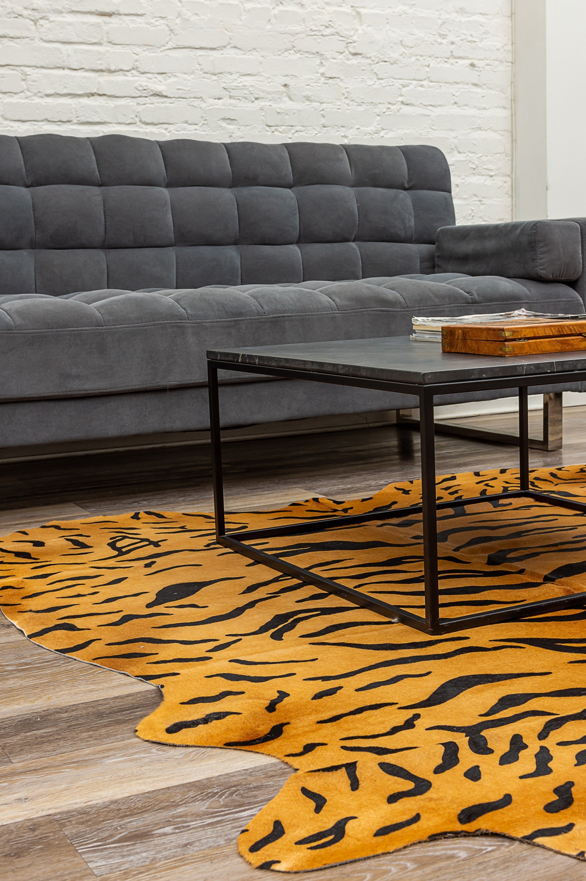 72" x 84" Tiger Chocolate On Natural, Cowhide - Rug