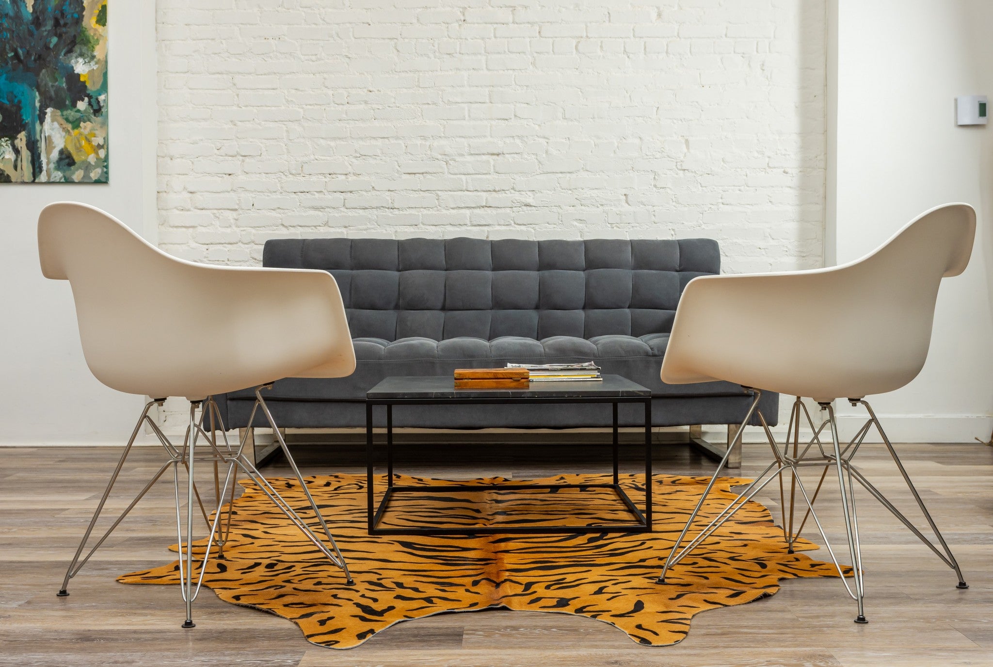 72" x 84" Tiger Chocolate On Natural, Cowhide - Rug