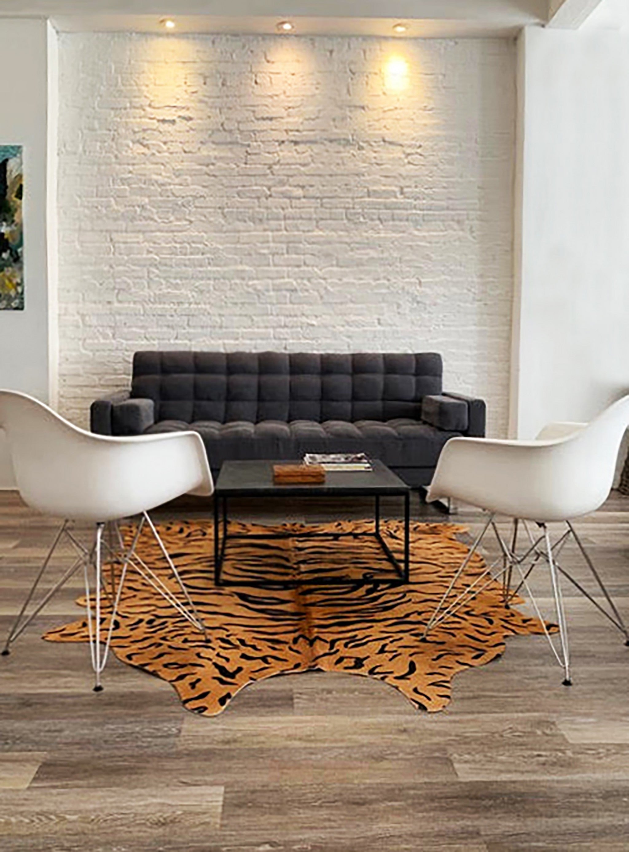 72" x 84" Tiger Chocolate On Natural, Cowhide - Rug