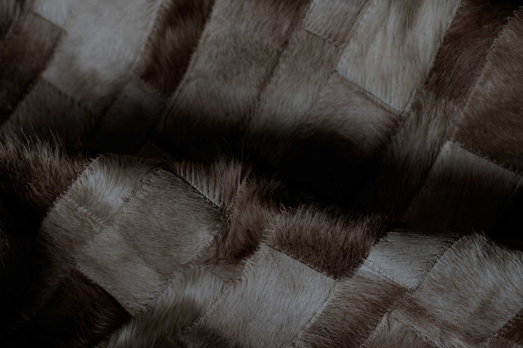 60" x 96" Chocolate, Cowhide Stitched - Area Rug