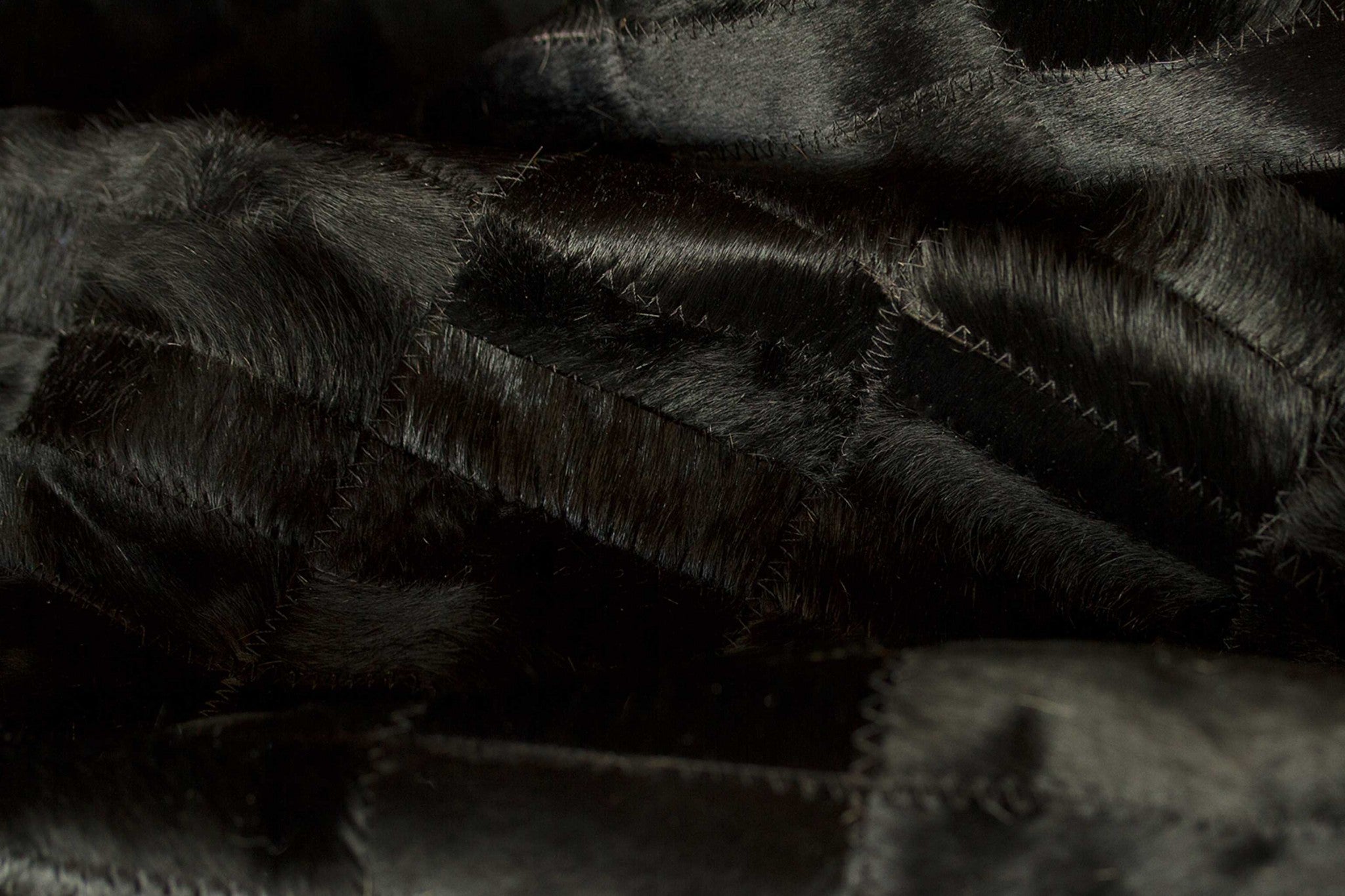 60" x 96" Black, Cowhide Stitched - Area Rug