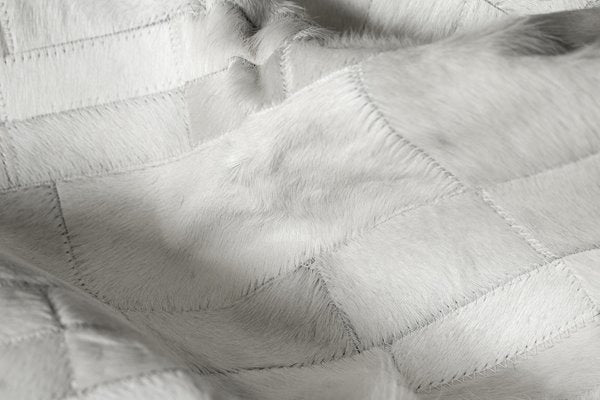 60" x 96" White, Cowhide Stitched - Area Rug