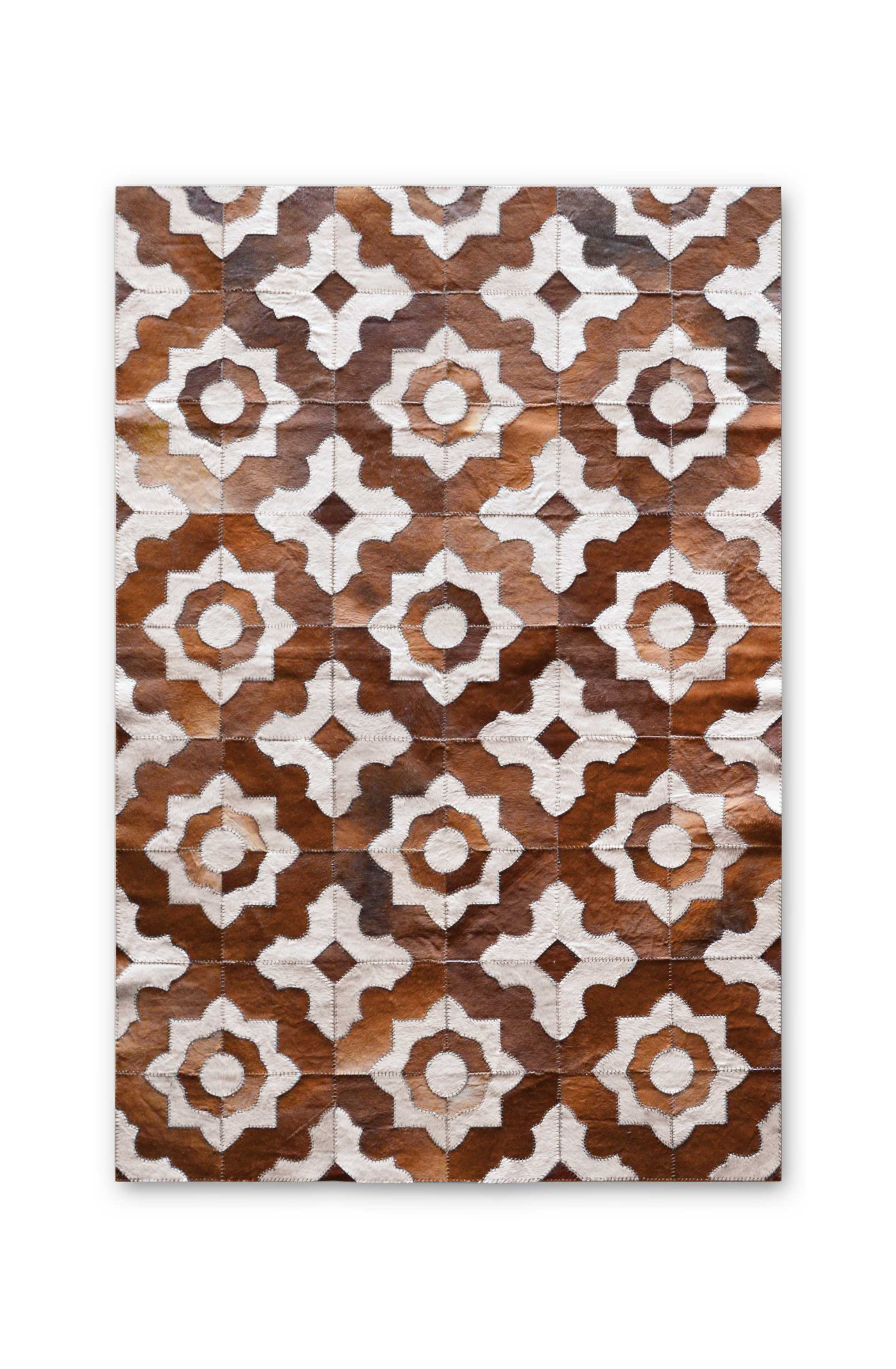 8" x 5" Brown And Natural Stitched Cowhide - Area Rug