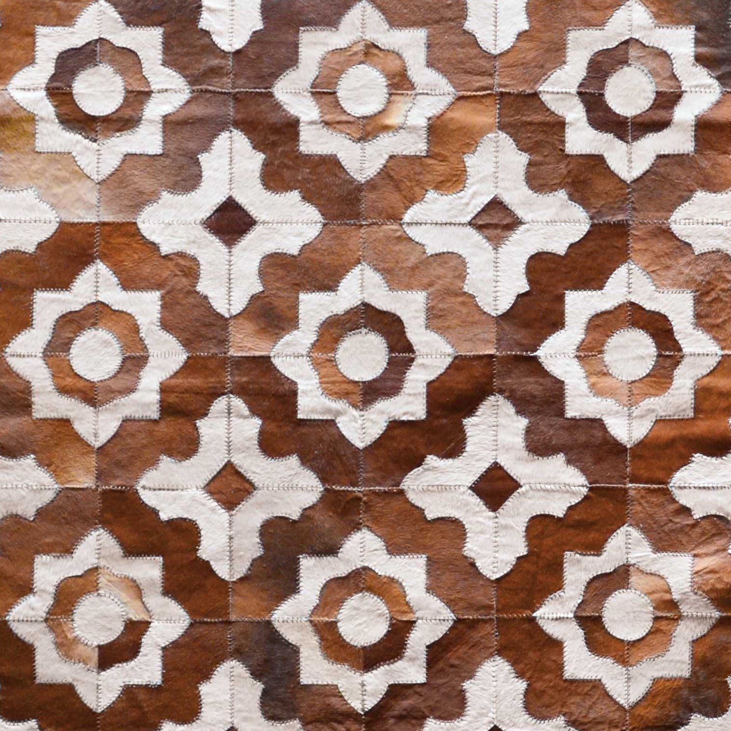 8" x 5" Brown And Natural Stitched Cowhide - Area Rug