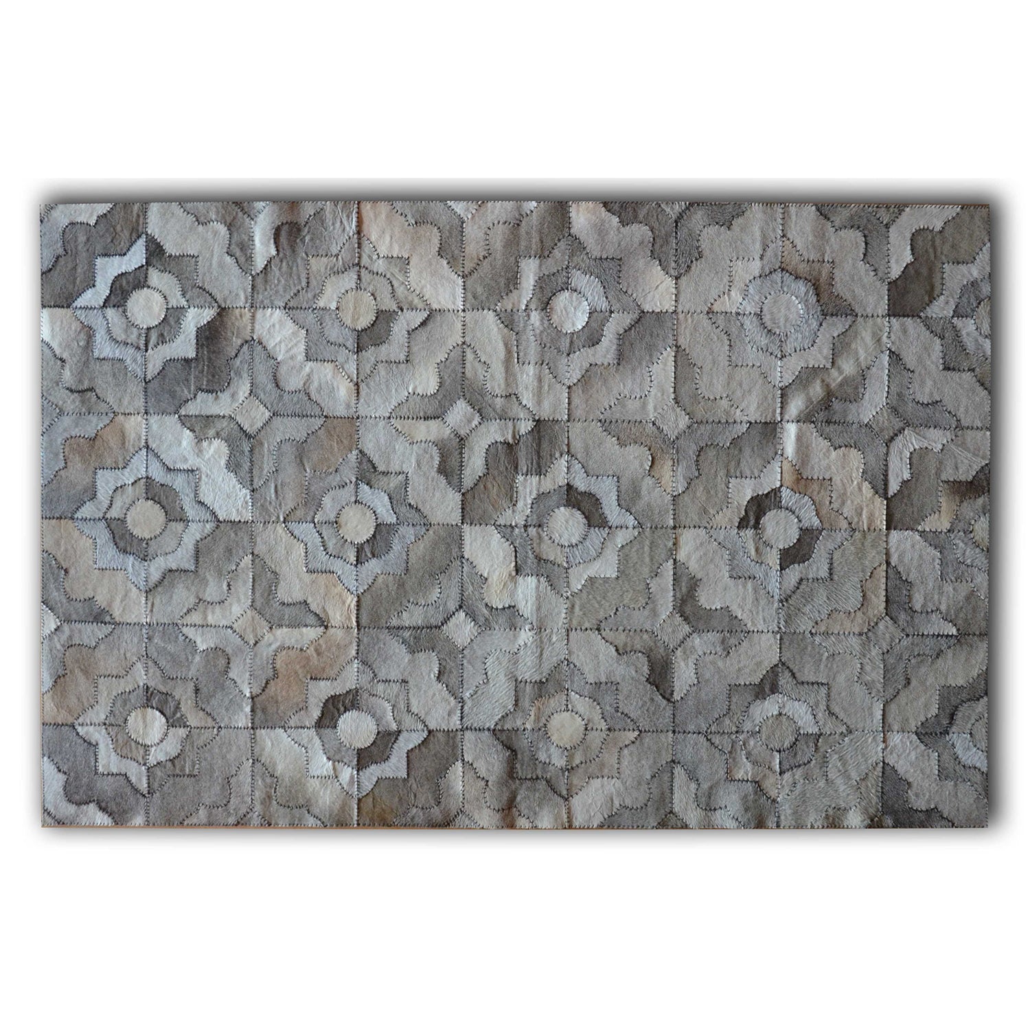 8" x 5" Gray Natural Stitched Cowhide - Area Rug