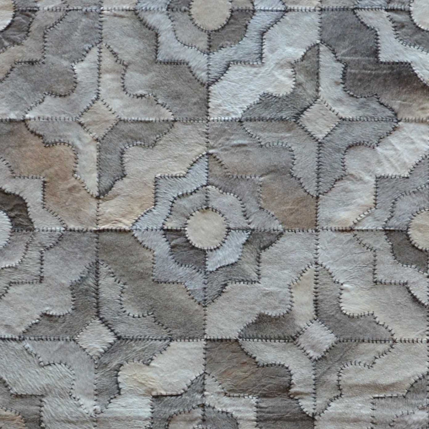 8" x 5" Gray Natural Stitched Cowhide - Area Rug