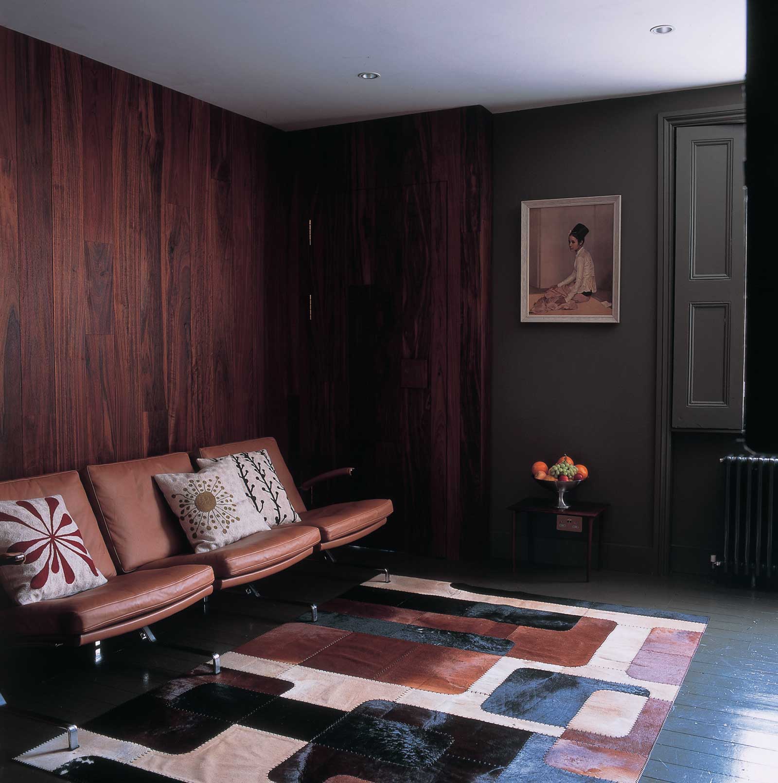 8" x 5" Tricolor Nostalgia Natural Stitched Cowhide - Area Rug