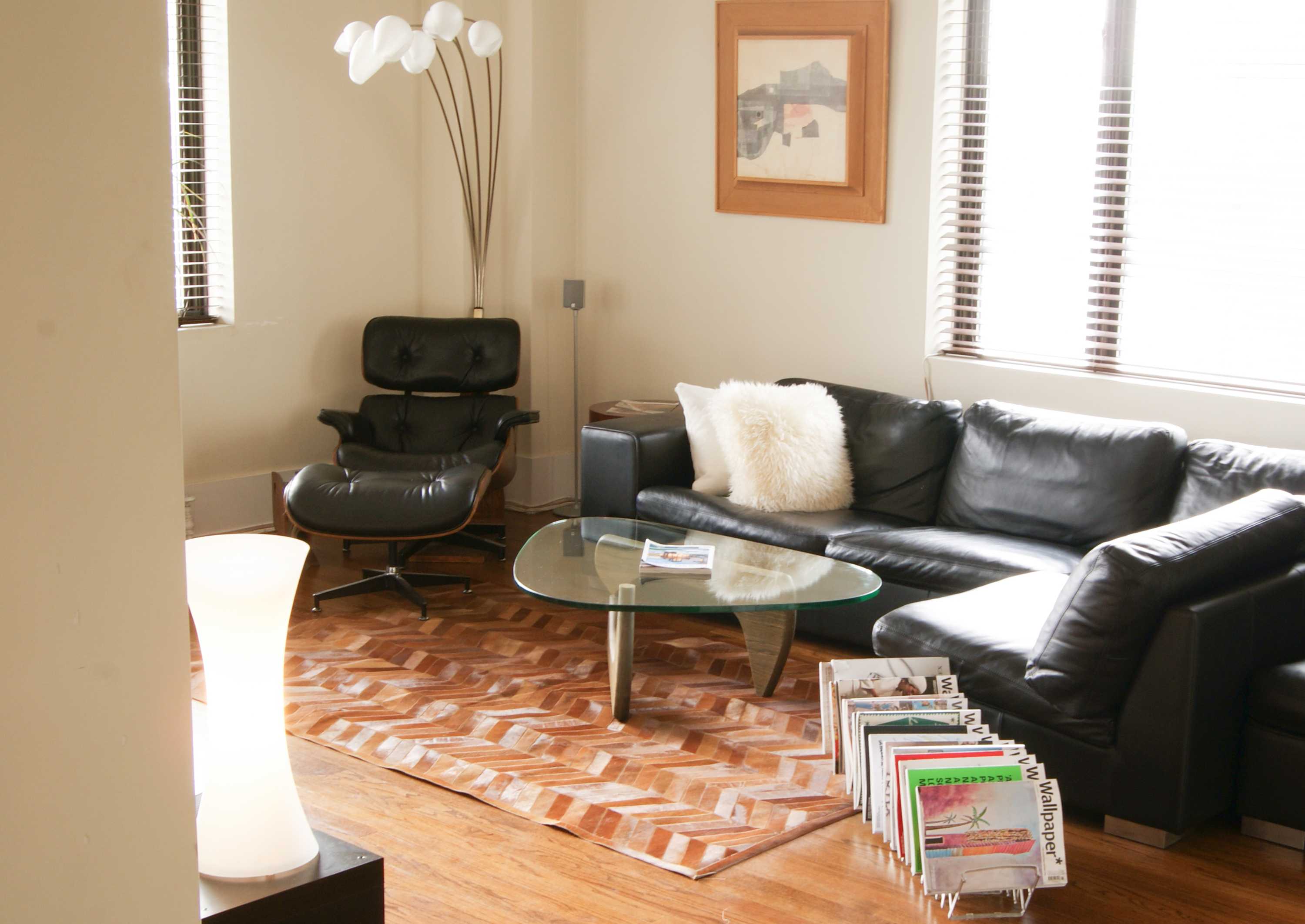 8" x 5" Tan Parquet Natural Stitched Cowhide - Area Rug