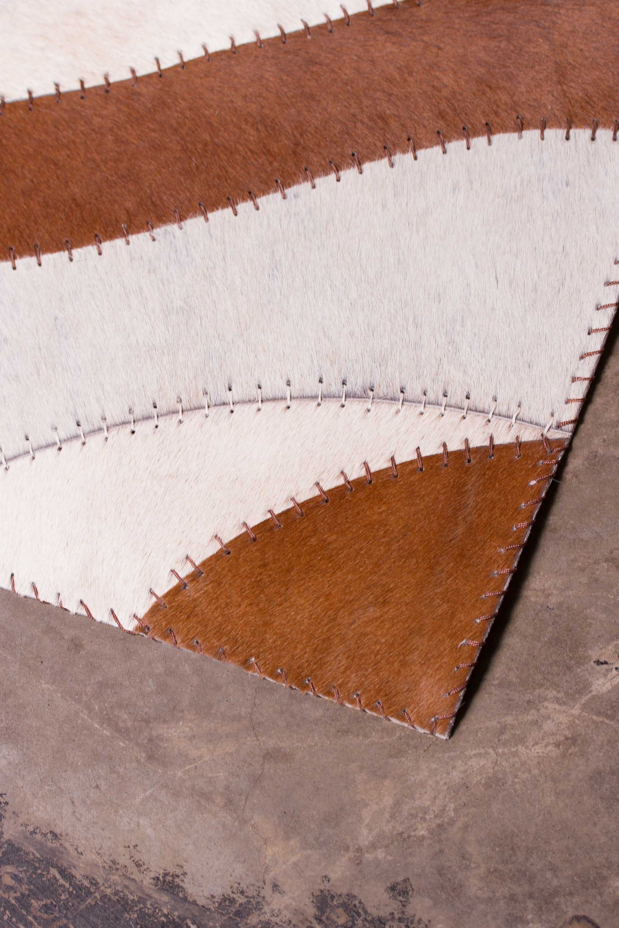 60" x 96" Brown Safari, Natural Stitched Cowhide - Area Rug