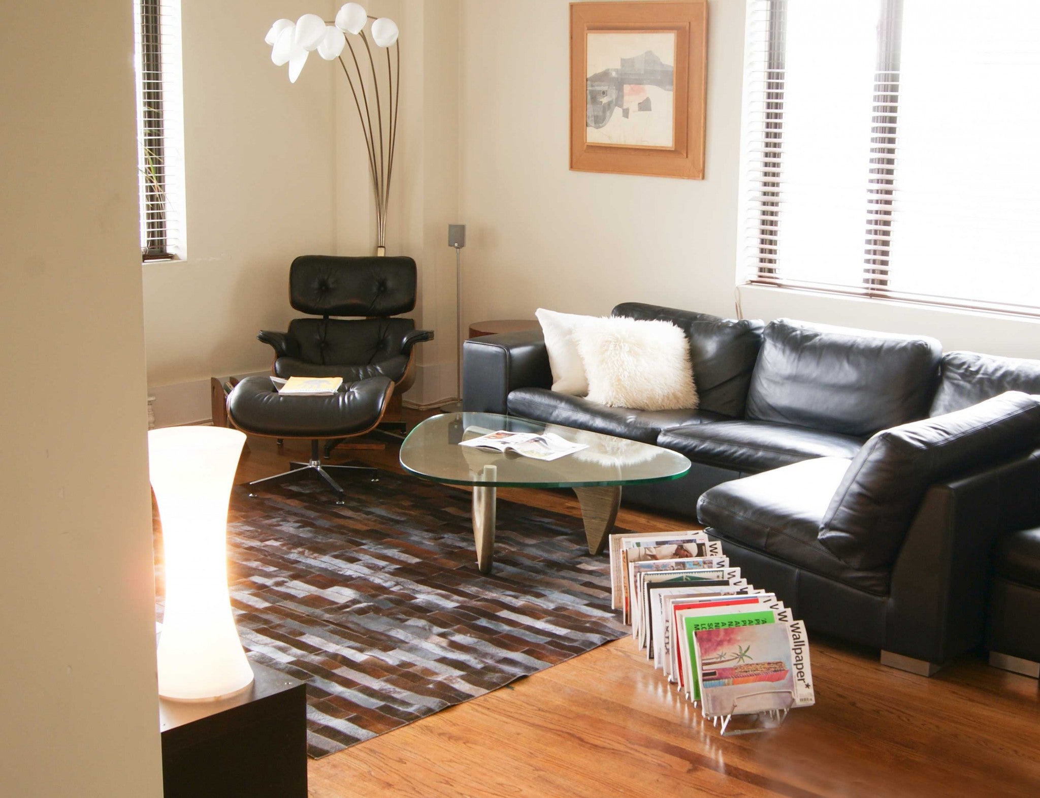 96" x 120" Linea Chocolate, Natural Stitch Cowhide - Area Rug