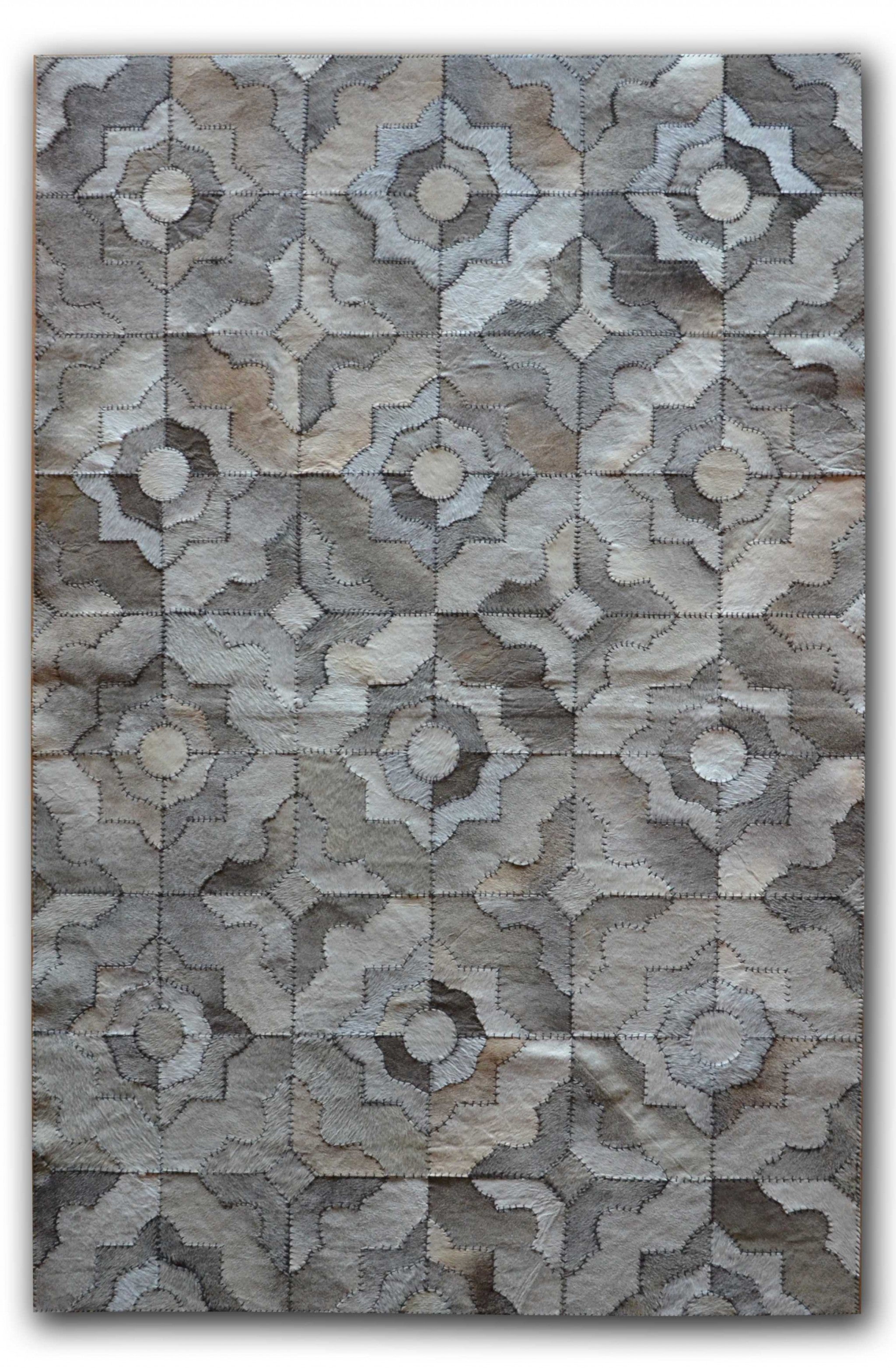 8" x 10" Gray Natural Stitched Cowhide  Area Rug
