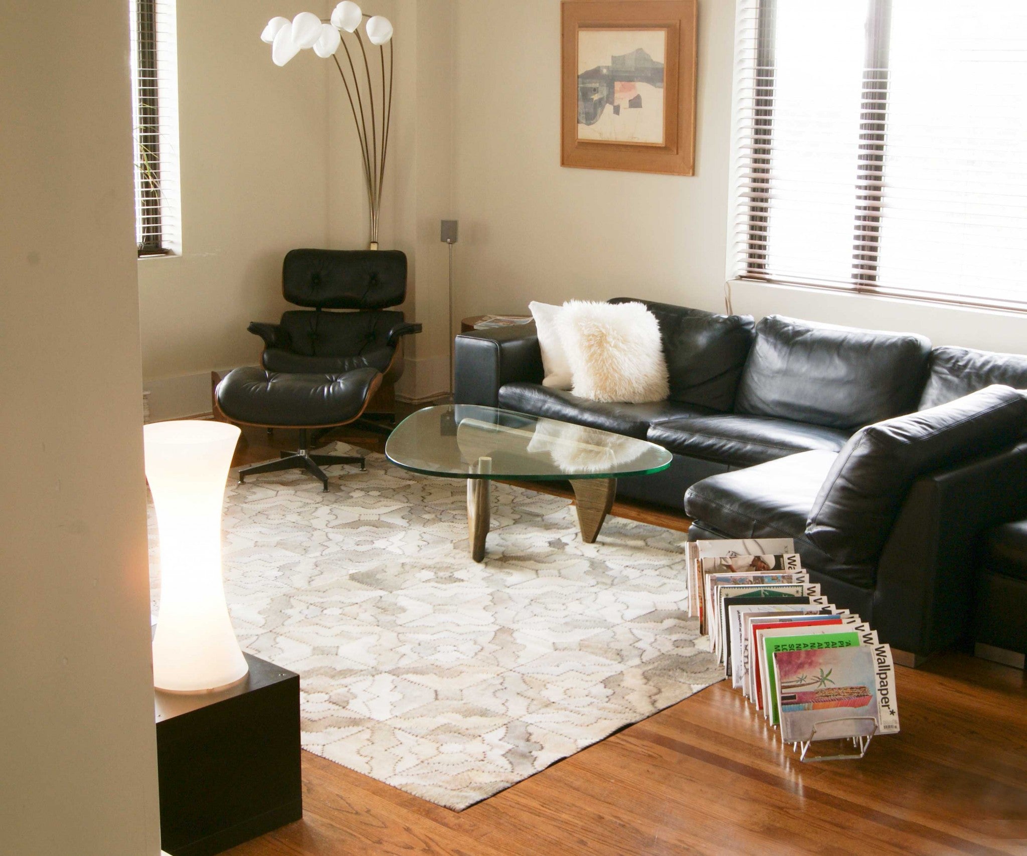 8" x 10" Gray Natural Stitched Cowhide  Area Rug