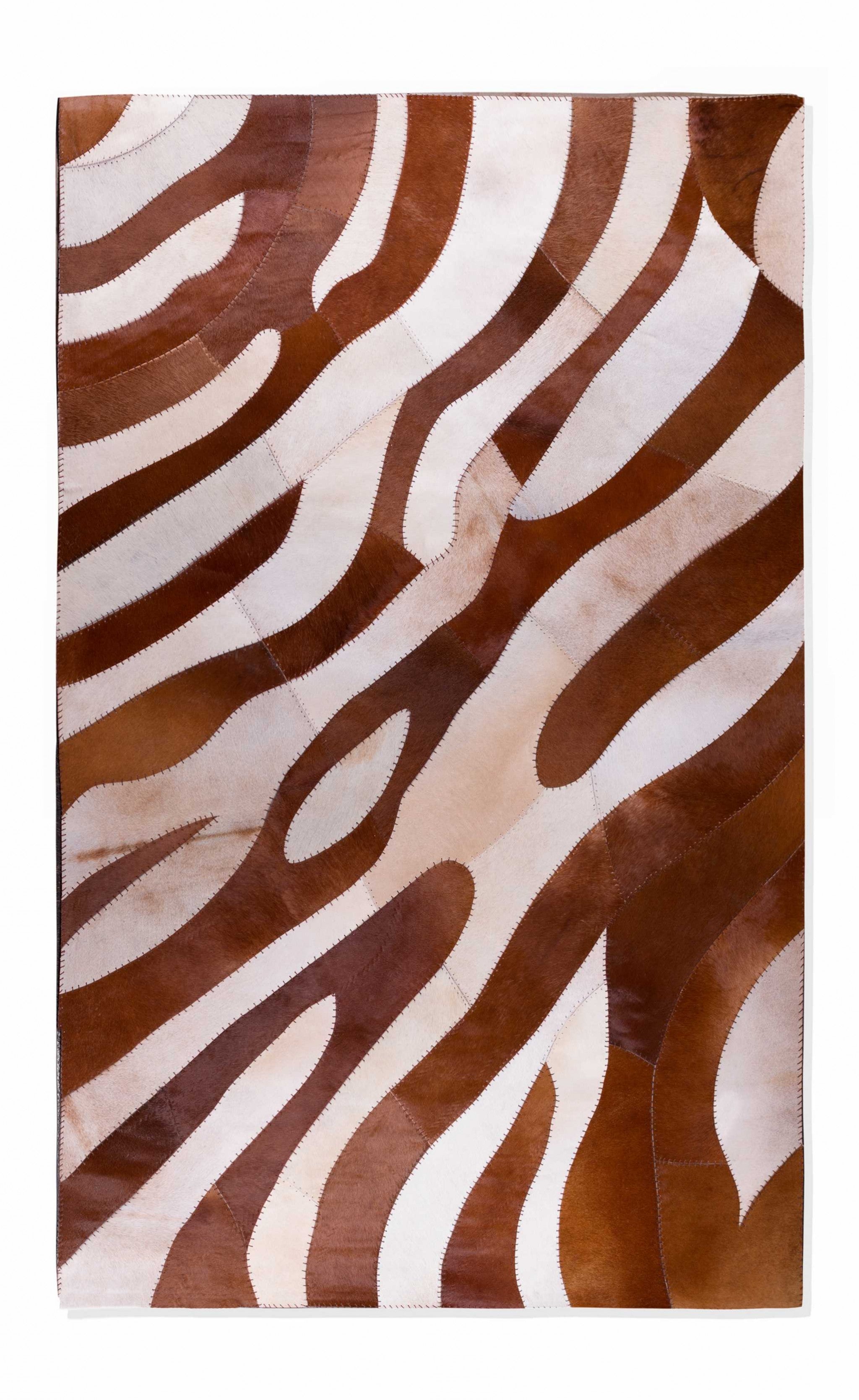 96" x 120" Brown and Natural, Stitched Cowhide - Area Rug