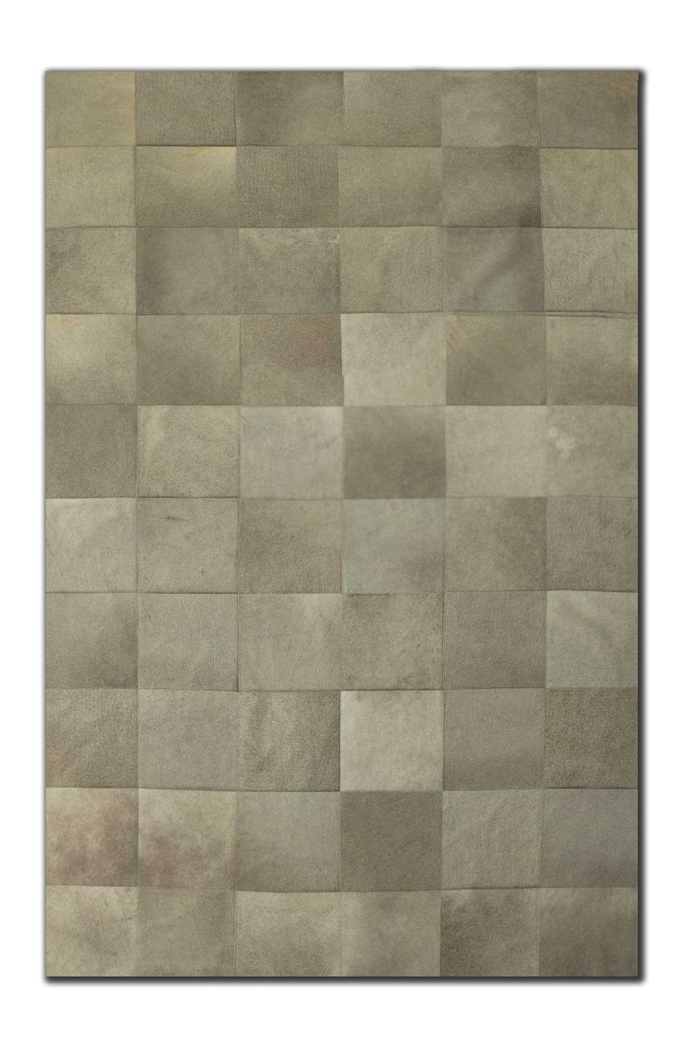 60" x 96" Gray, 10" Square Patches, Cowhide - Area Rug