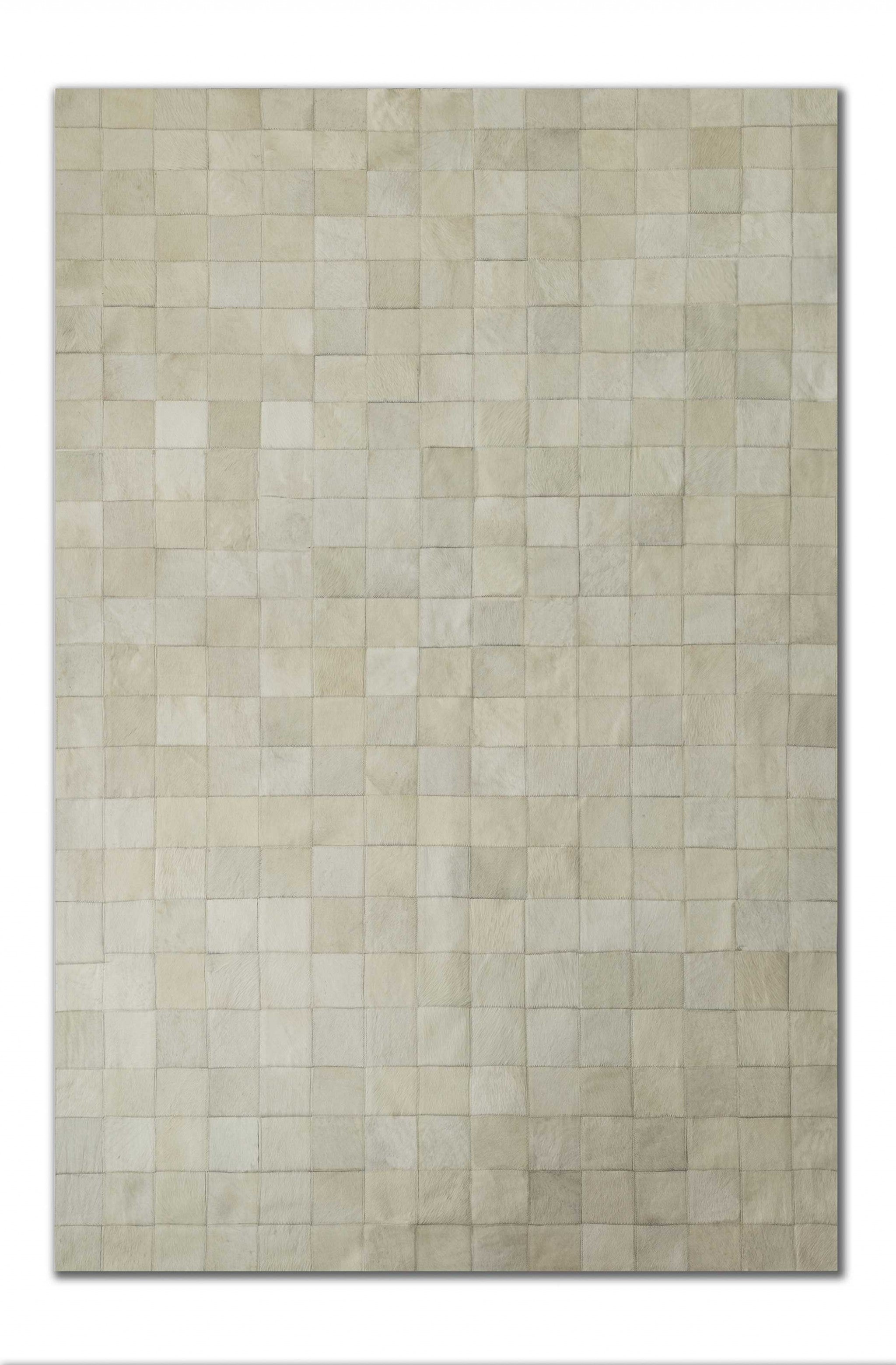 60" x 96" White, 10" Square Patches, Cowhide - Area Rug