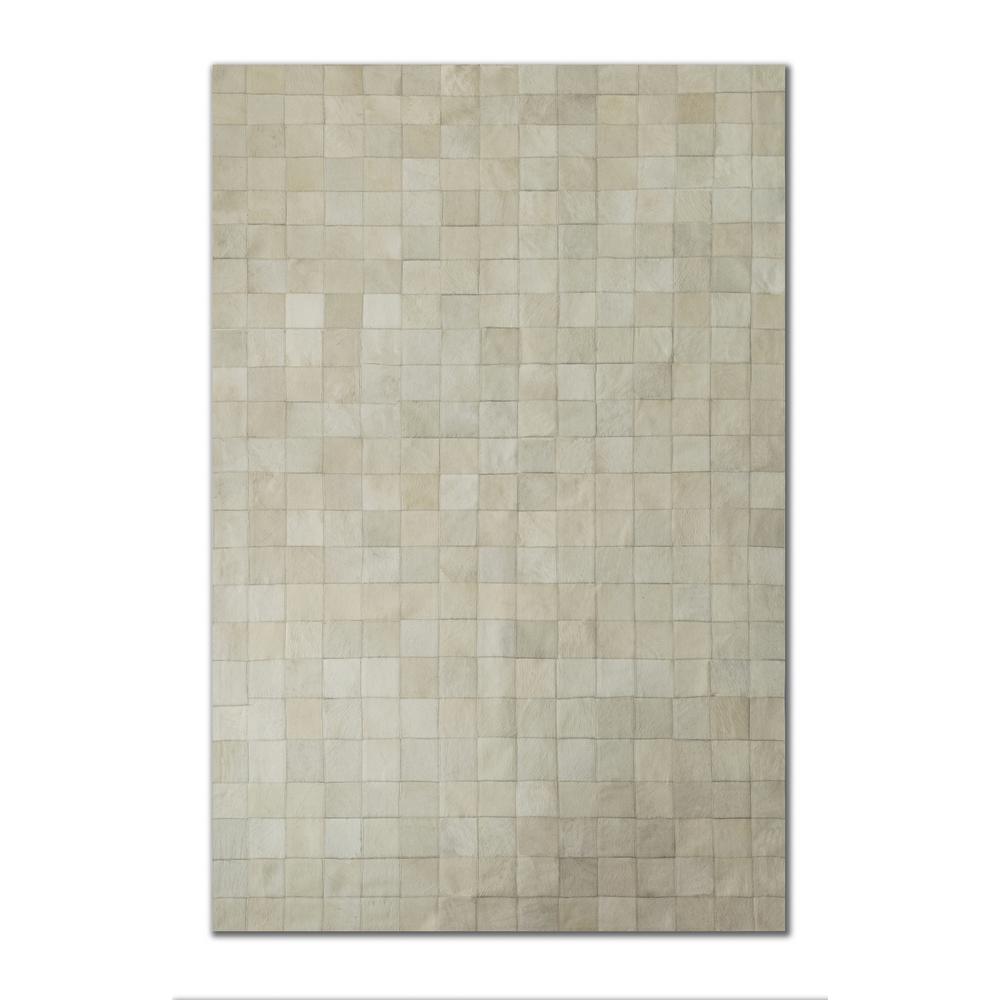 72" x 84" Off White, 4" Square Patches, Cowhide - Area Rug
