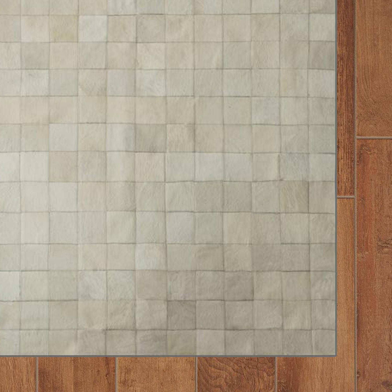 72" x 84" Off White, 4" Square Patches, Cowhide - Area Rug